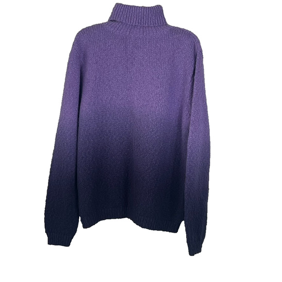 Vintage Talbots Sweater Women's XL Ombre Purple Turtle Neck Textured Thick Knit - Picture 3 of 7